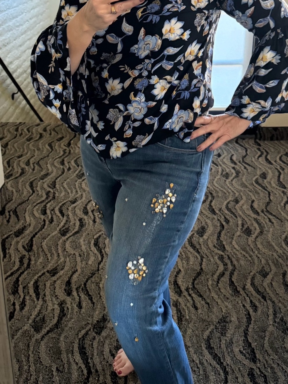 Chico's Platinum jewelled Boyfriend Denim Jeans